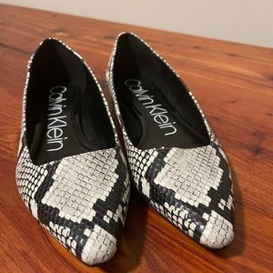Calvin Klein snake skin flats